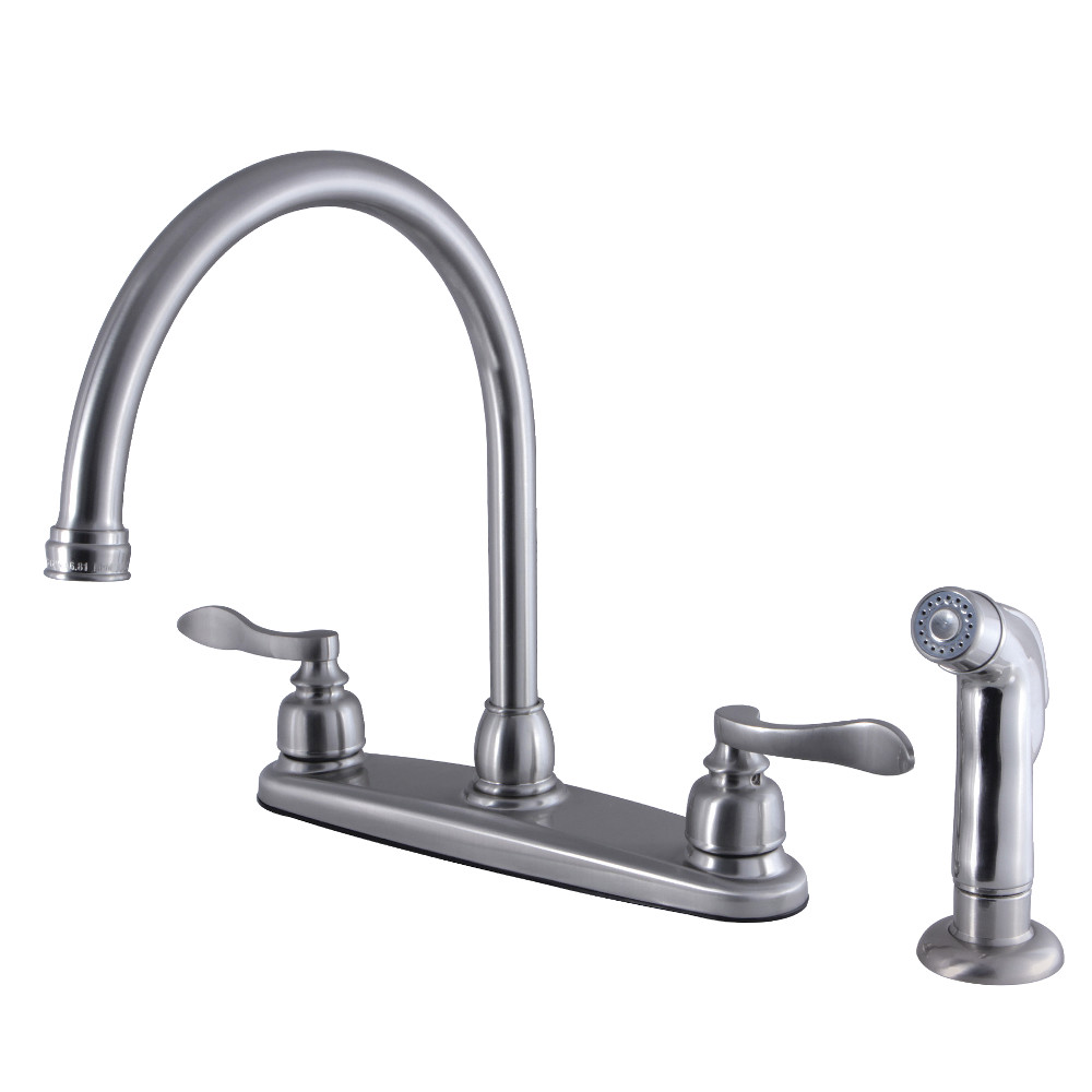 Kingston Brass FB798NFLSP NuWave French 8-Inch Centerset Kitchen Faucet with Sprayer, Brushed Nickel