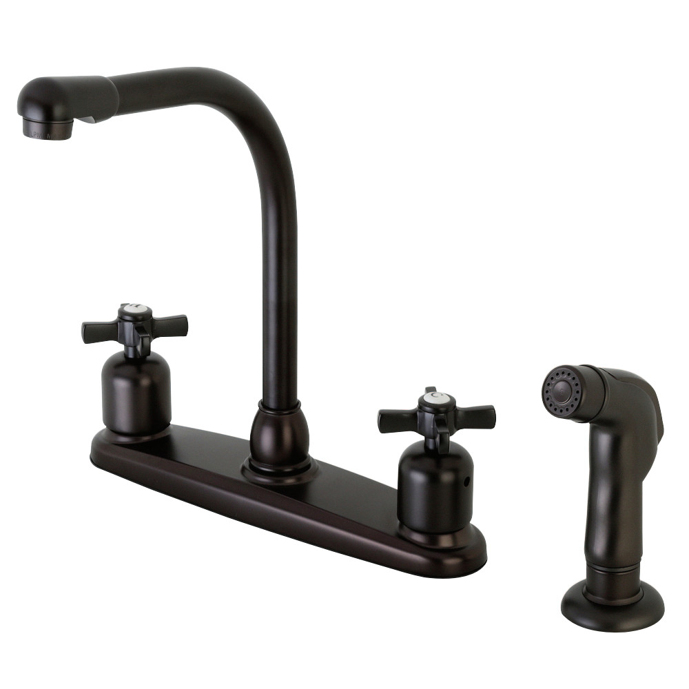 Kingston Brass FB755ZXSP Millennium 8-Inch Centerset Kitchen Faucet with Sprayer, Oil Rubbed Bronze