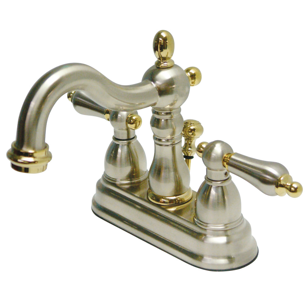 Kingston Brass KB1609AL Heritage 4 in. Centerset Bathroom Faucet, Brushed Nickel/Polished Brass