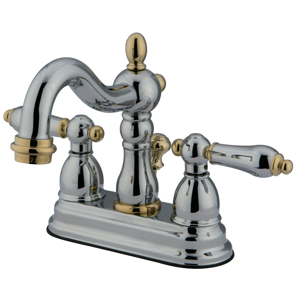 Kingston Brass KB1604AL Heritage 4 in. Centerset Bathroom Faucet, Polished Chrome/Polished Brass