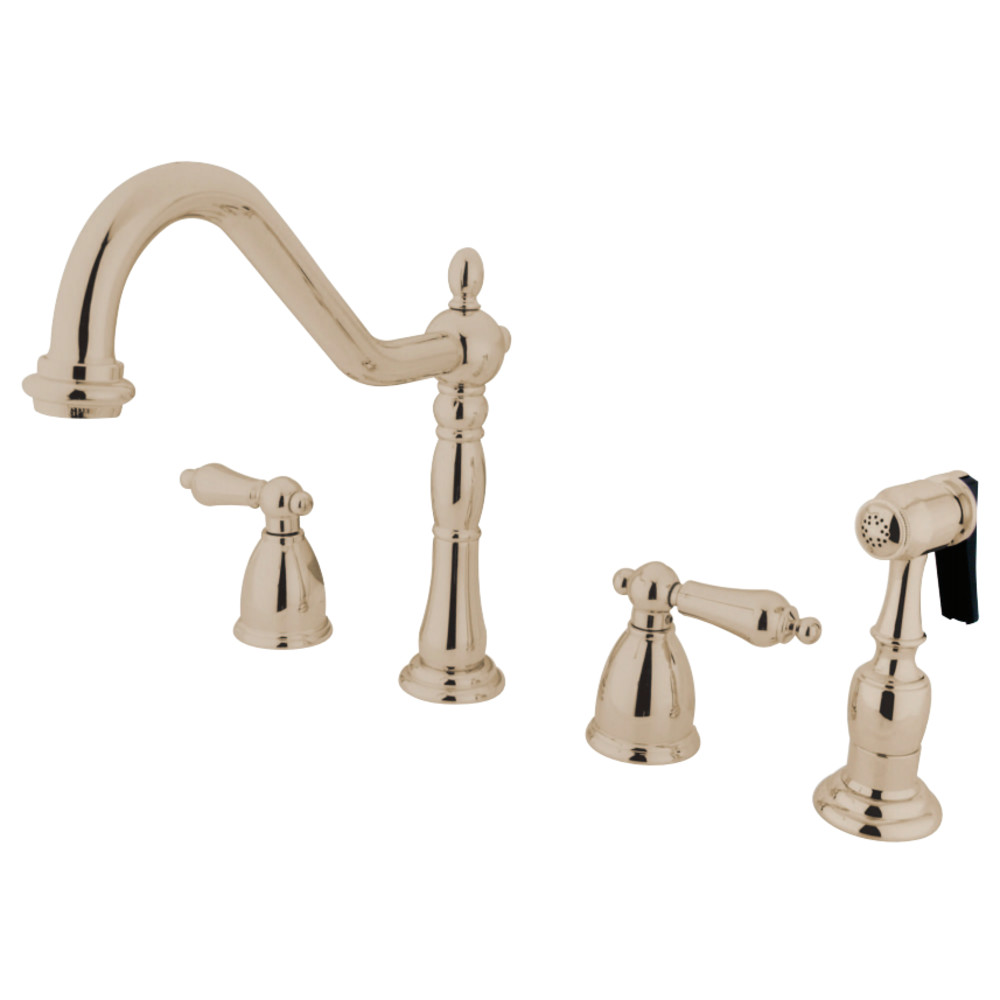 Kingston Brass KB1796ALBS Widespread Kitchen Faucet, Polished Nickel