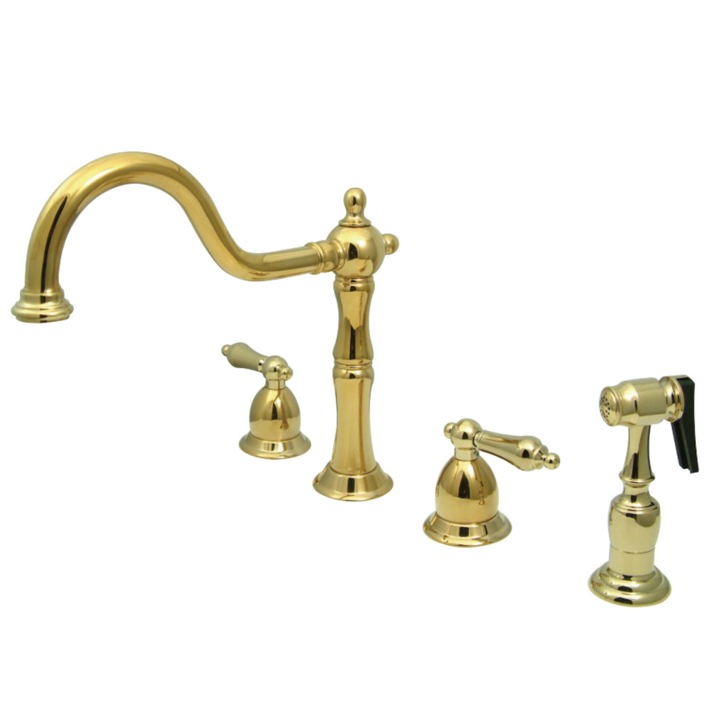Kingston Brass KB1792ALBS Widespread Kitchen Faucet, Polished Brass