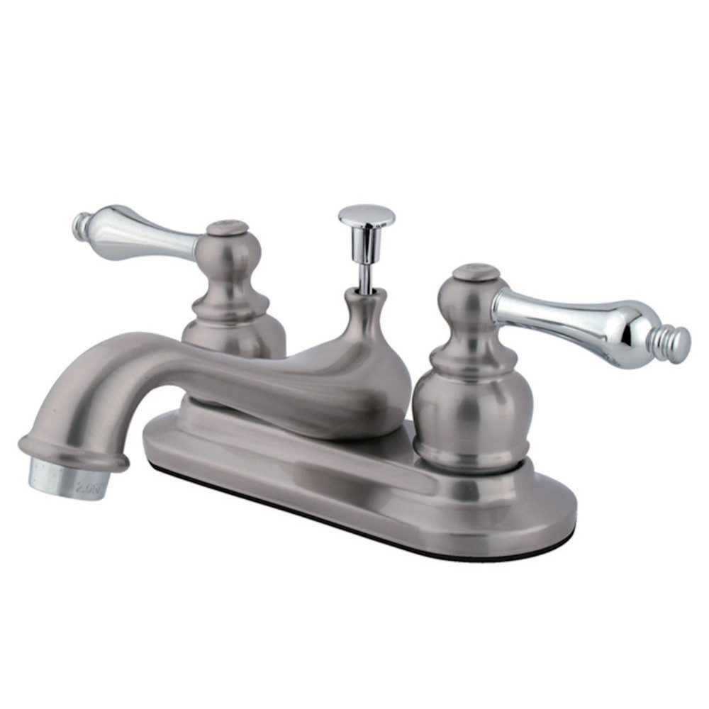 Kingston Brass KB607AL Restoration 4 in. Centerset Bathroom Faucet, Brushed Nickel/Polished Chrome