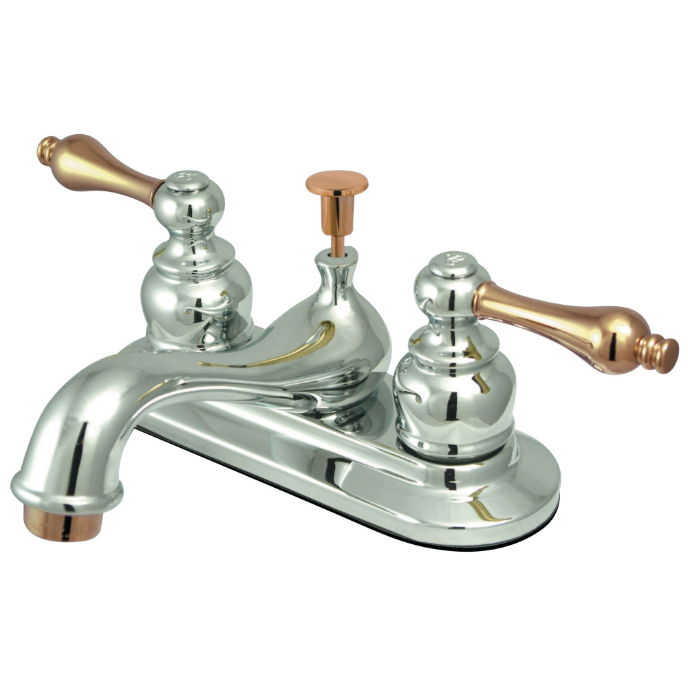 Kingston Brass KB604AL Restoration 4 in. Centerset Bathroom Faucet, Polished Chrome/Polished Brass