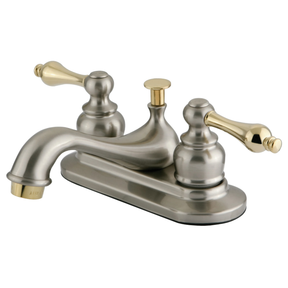 Kingston Brass KB609AL Restoration 4 in. Centerset Bathroom Faucet, Brushed Nickel/Polished Brass