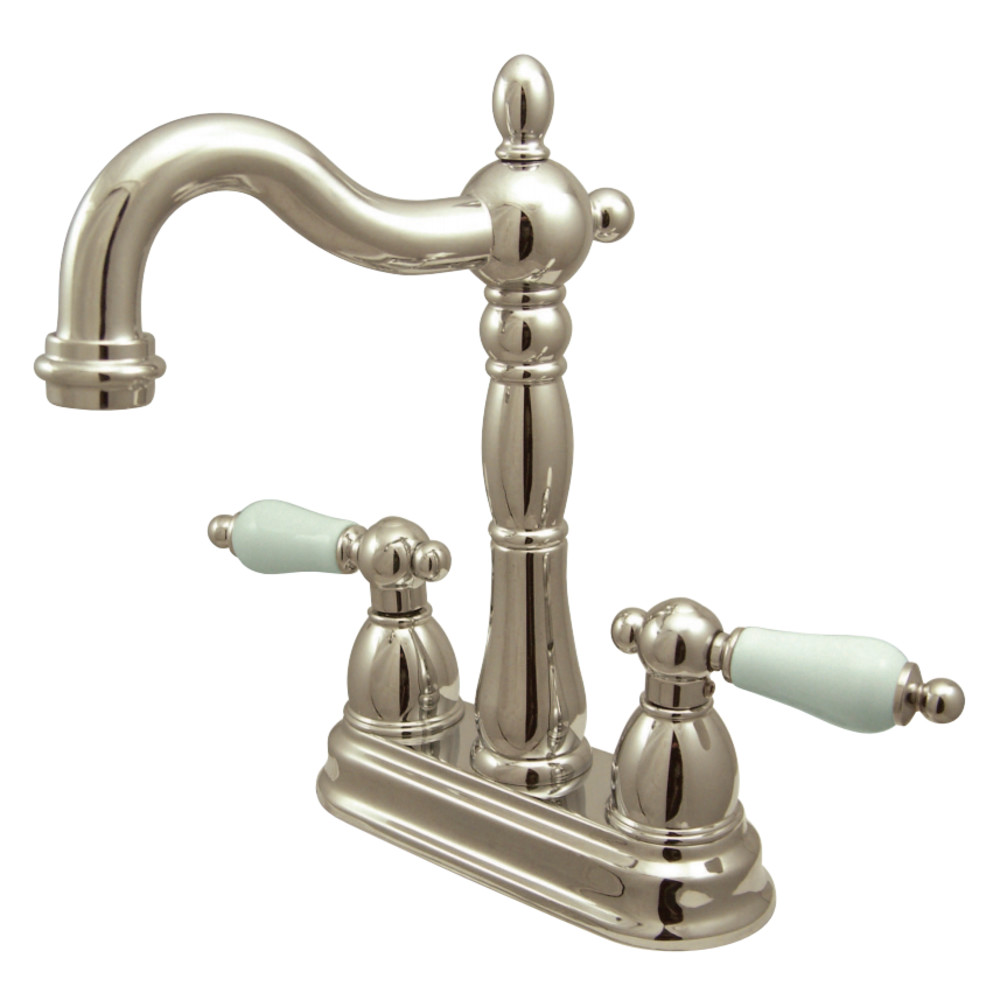 Kingston Brass KB1496PL Heritage Two-Handle Bar Faucet, Polished Nickel