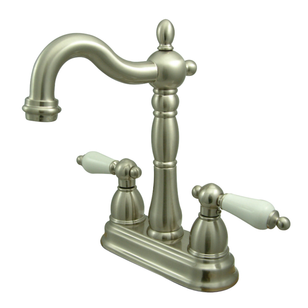 Kingston Brass KB1498PL Heritage Two-Handle Bar Faucet, Brushed Nickel