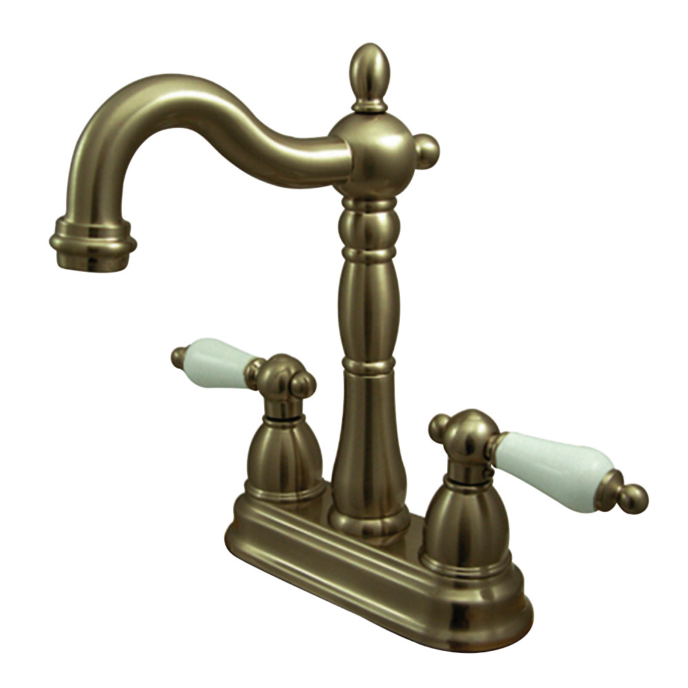 Kingston Brass KB1493PL Heritage Two-Handle Bar Faucet, Antique Brass