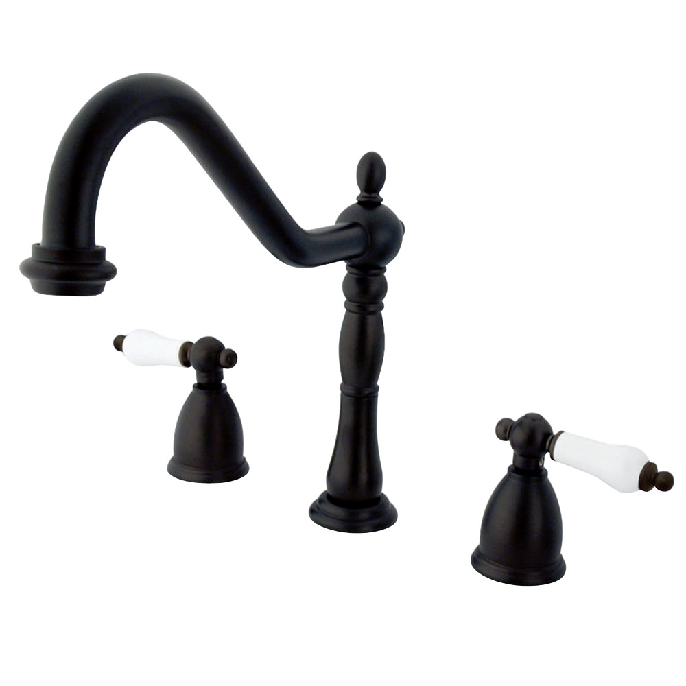 Kingston Brass KB1795PLLS Widespread Kitchen Faucet, Oil Rubbed Bronze