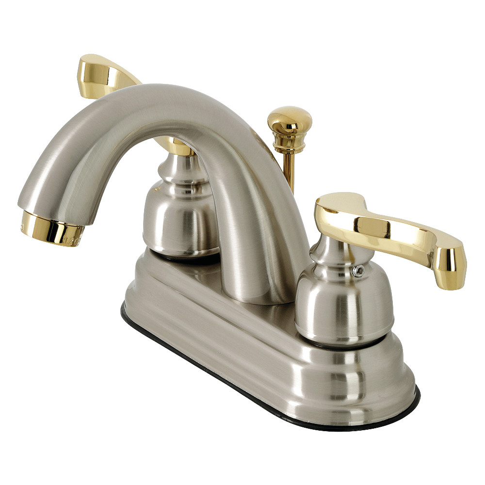 Kingston Brass KB5619FL 4 in. Centerset Bathroom Faucet, Brushed Nickel/Polished Brass