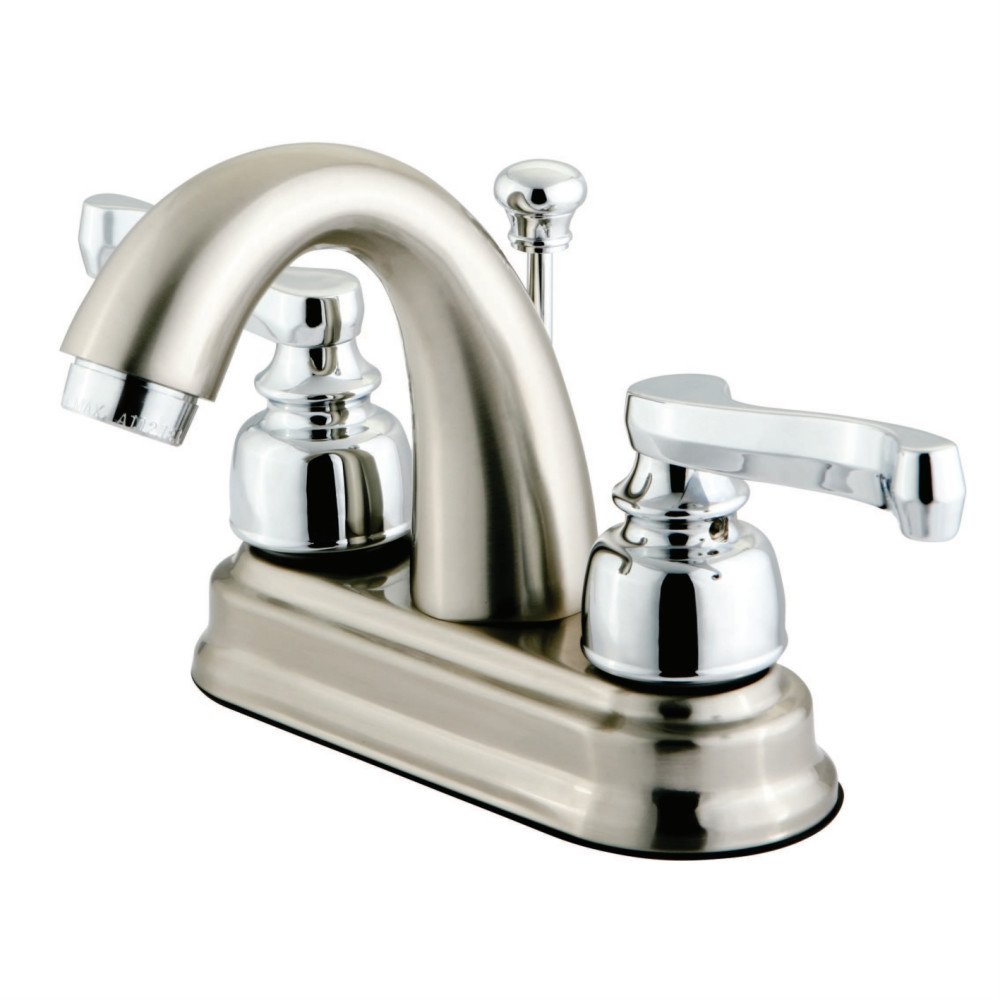 Kingston Brass KB5617FL 4 in. Centerset Bathroom Faucet, Brushed Nickel/Polished Chrome