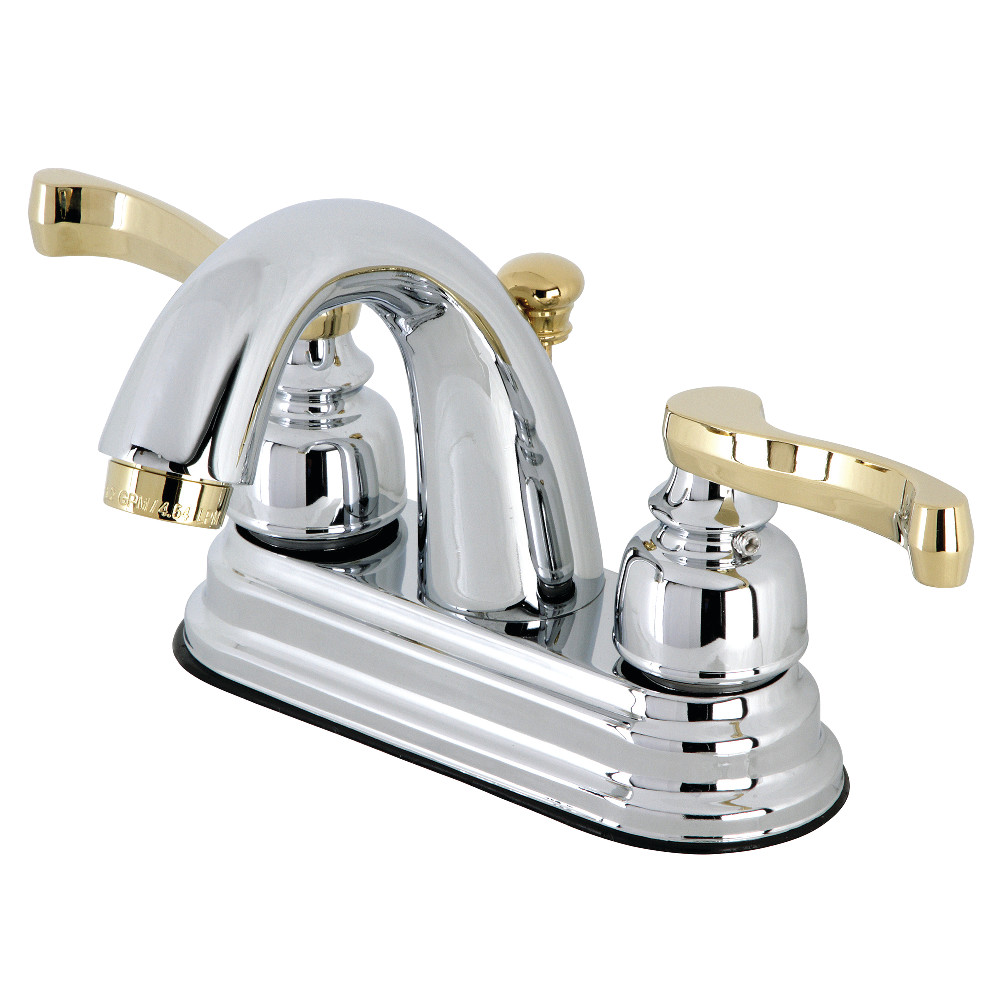 Kingston Brass KB5614FL 4 in. Centerset Bathroom Faucet, Polished Chrome/Polished Brass