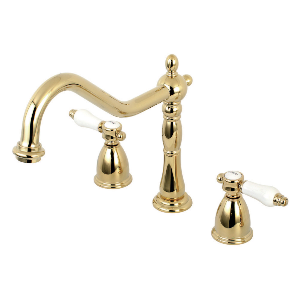 Kingston Brass KB1792BPLLS Widespread Kitchen Faucet, Polished Brass