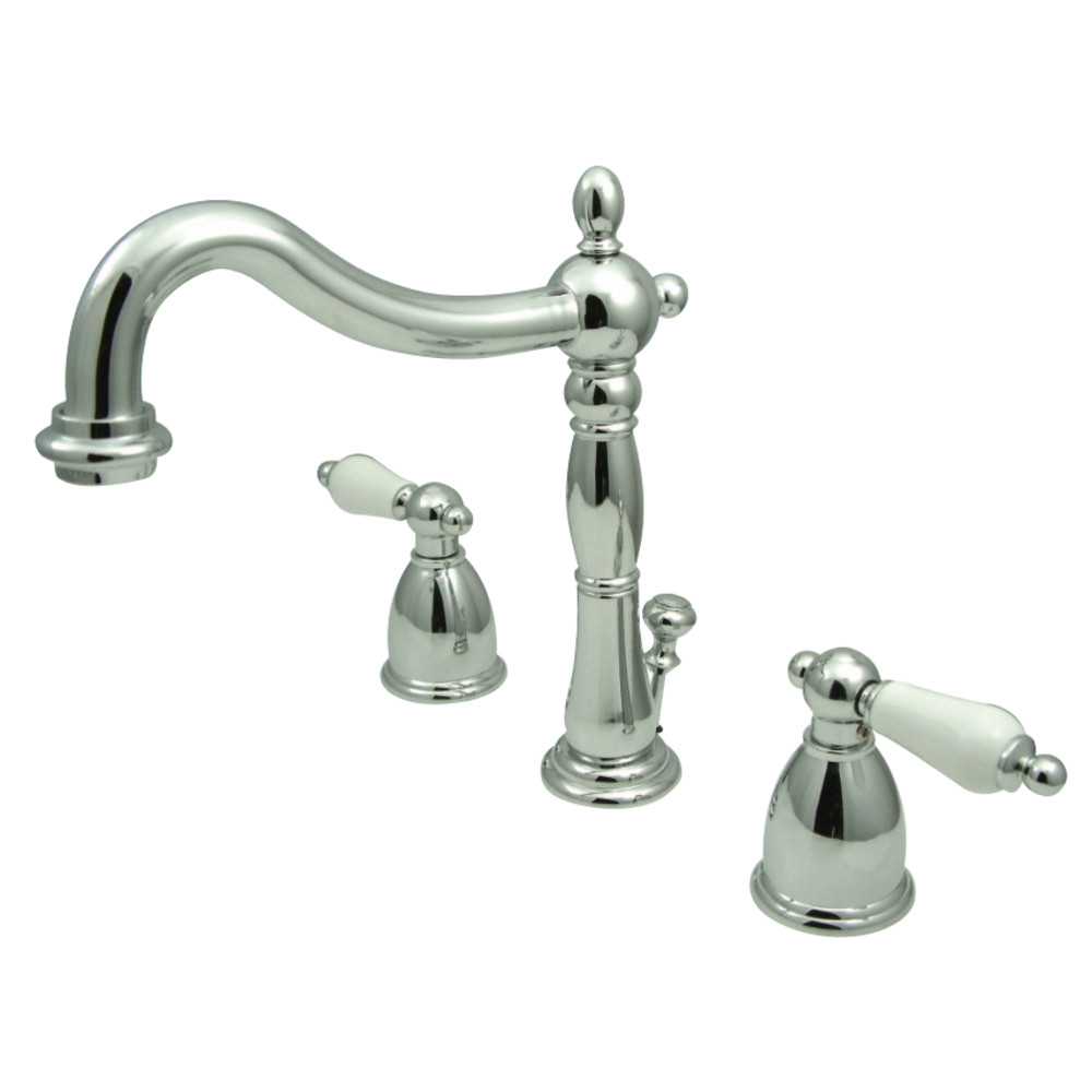Kingston Brass KB1971PL Heritage Widespread Bathroom Faucet with Plastic Pop-Up, Polished Chrome
