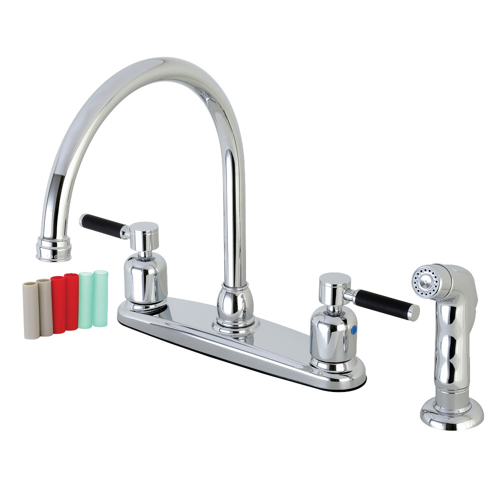 Kingston Brass FB791DKLSP Kaiser 8-Inch Centerset Kitchen Faucet with Sprayer, Polished Chrome