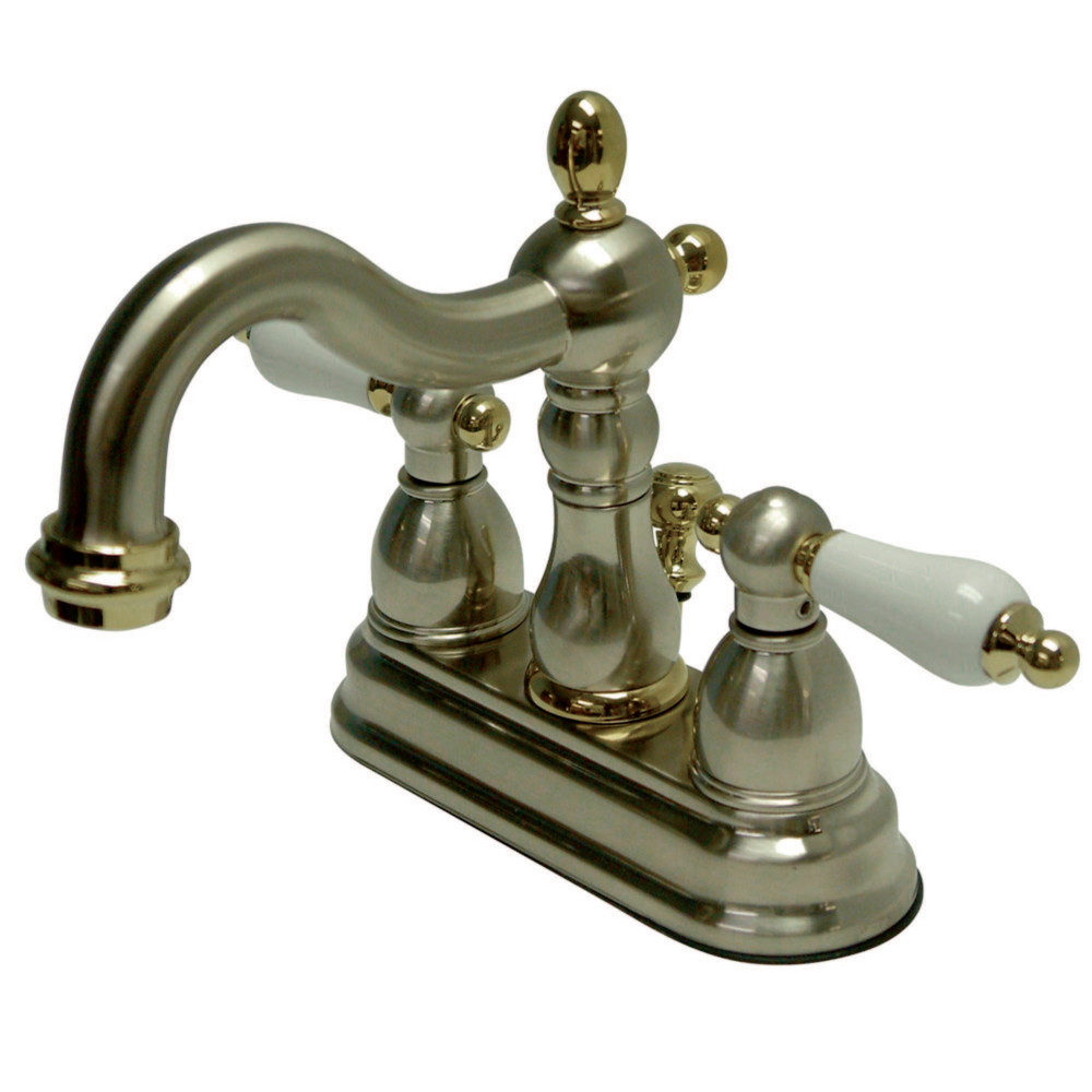 Kingston Brass KB1609PL Heritage 4 in. Centerset Bathroom Faucet, Brushed Nickel/Polished Brass