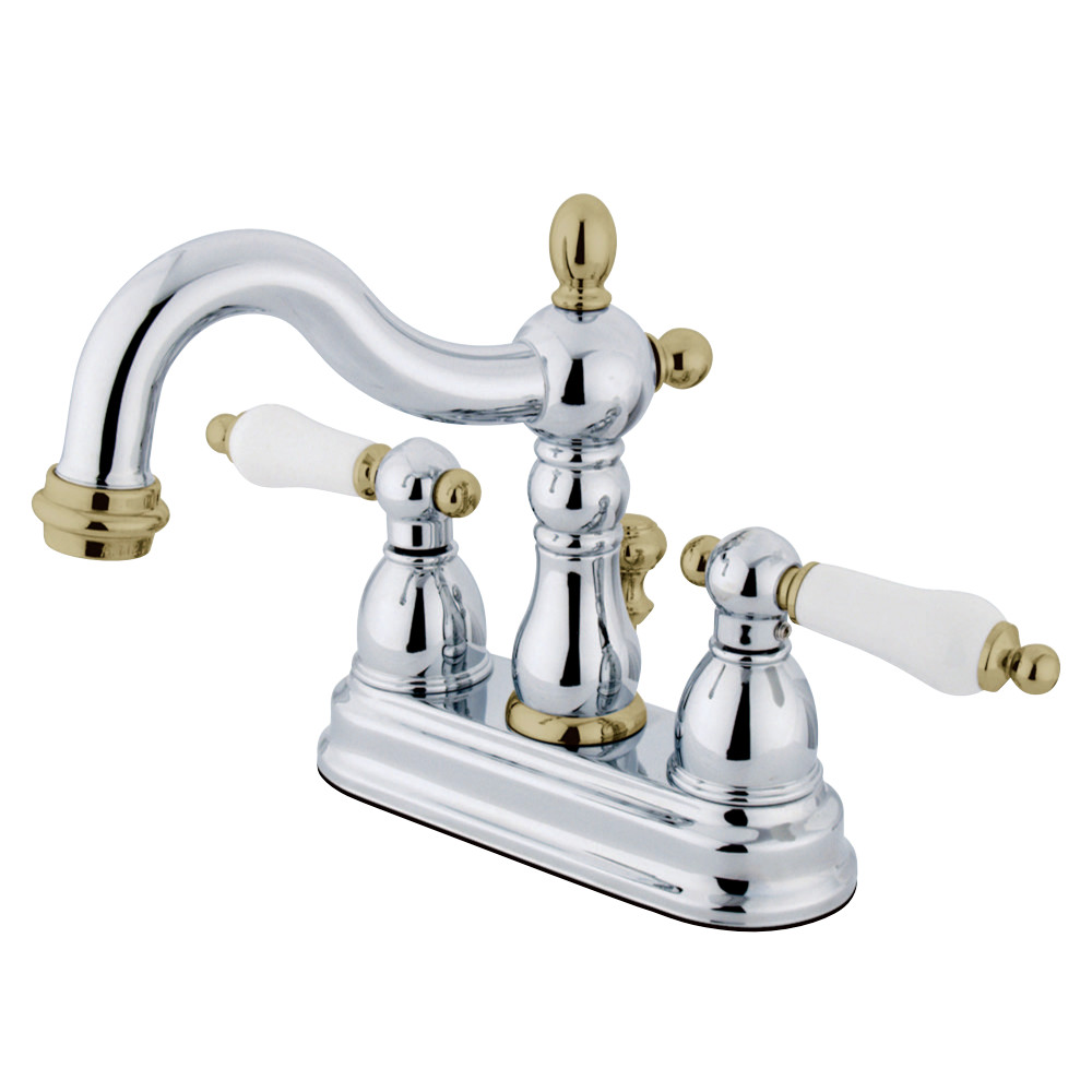 Kingston Brass KB1604PL Heritage 4 in. Centerset Bathroom Faucet, Polished Chrome/Polished Brass