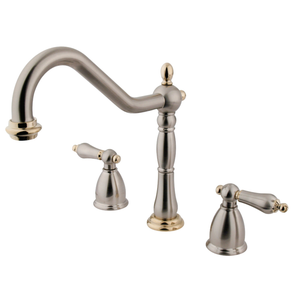 Kingston Brass KB1799ALLS Widespread Kitchen Faucet, Brushed Nickel/Polished Brass