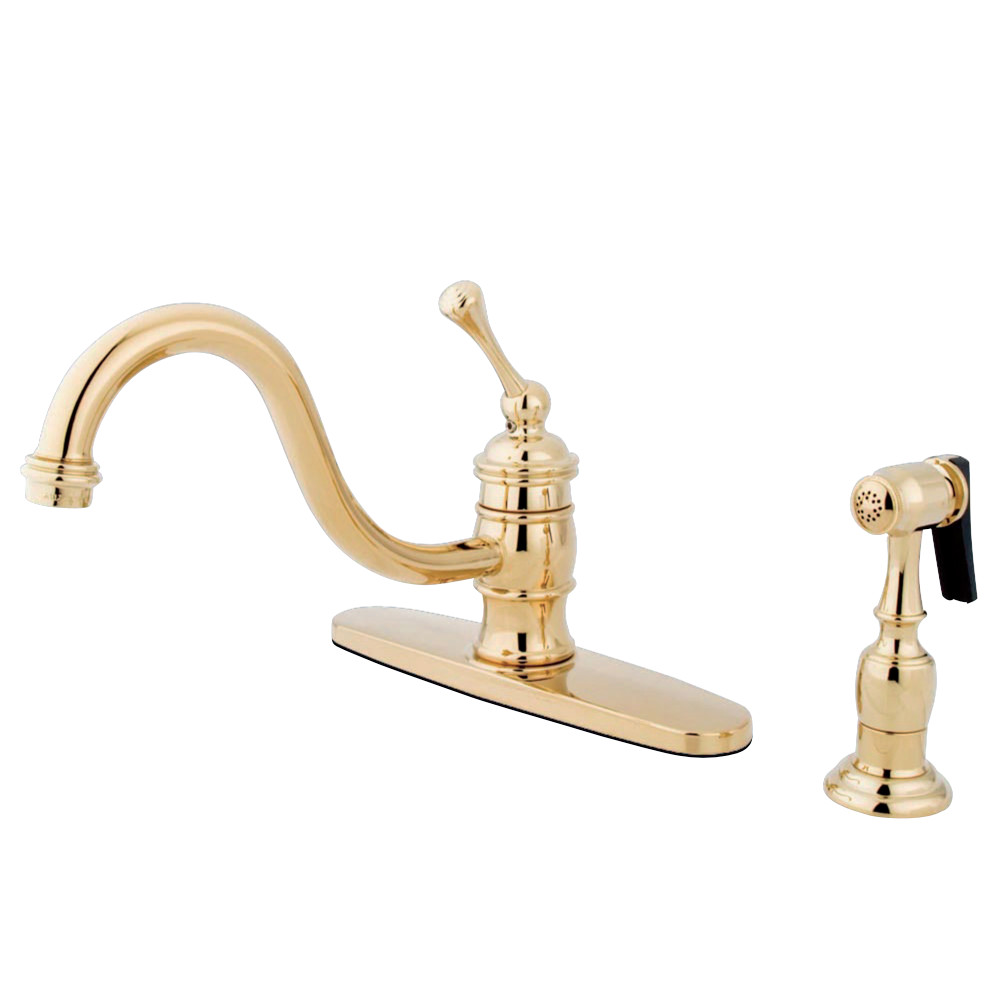 Kingston Brass KB3572BLBS Vintage 8" Kitchen Faucet With Brass Sprayer, Polished Brass