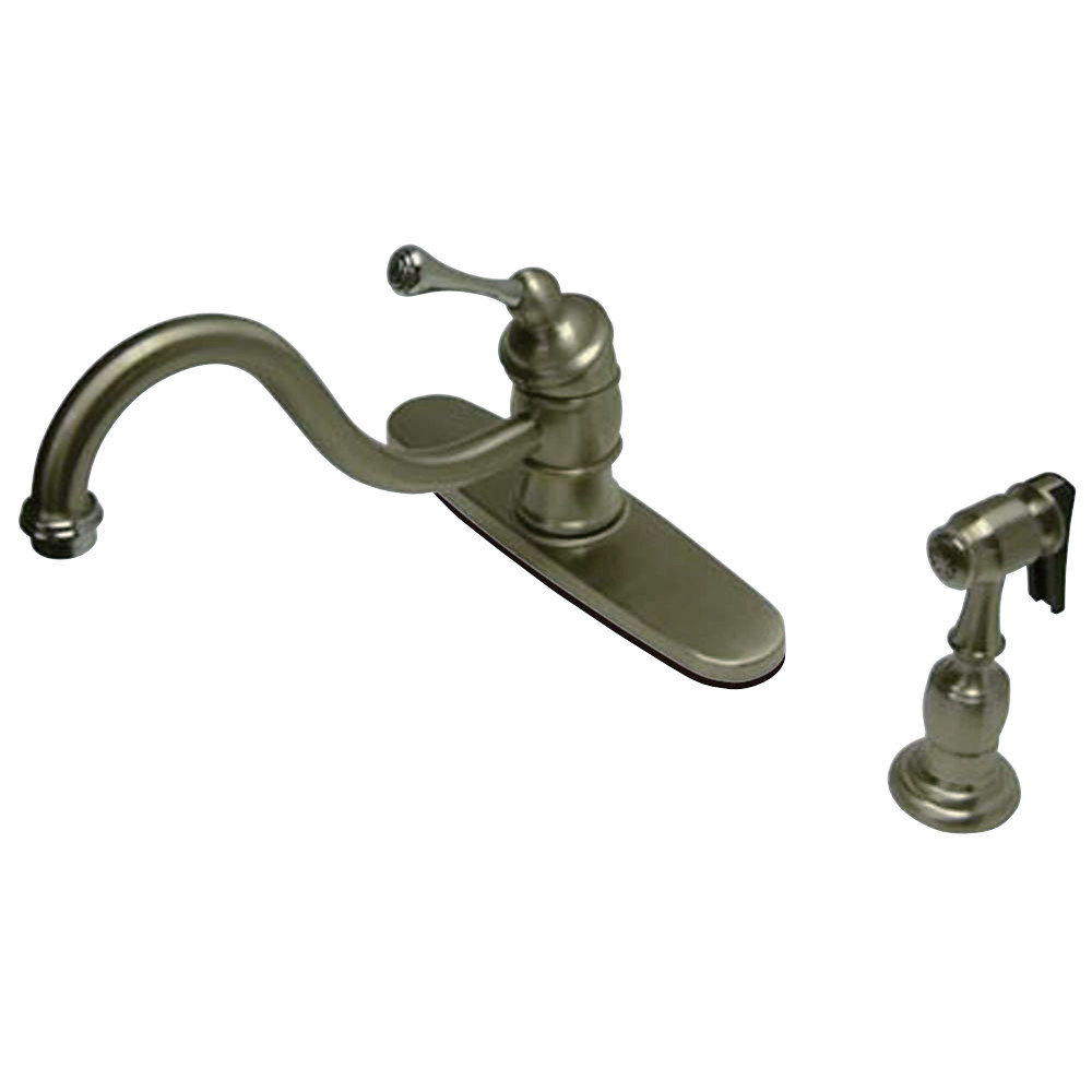 Kingston Brass KB3577BLBS Vintage 8" Kitchen Faucet With Brass Sprayer, Brushed Nickel/Polished Chrome