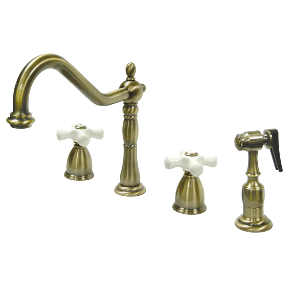 Kingston Brass KB1793PXBS Widespread Kitchen Faucet, Antique Brass