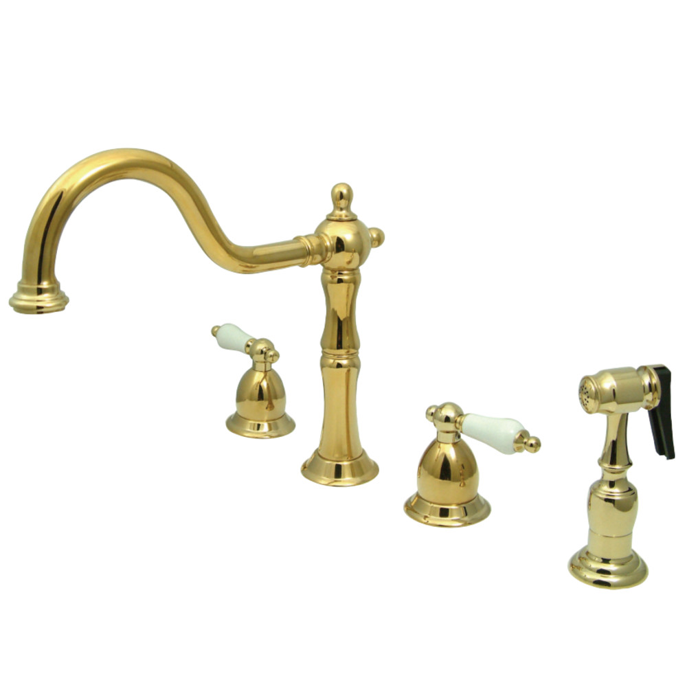 Kingston Brass KB1792PLBS Widespread Kitchen Faucet, Polished Brass