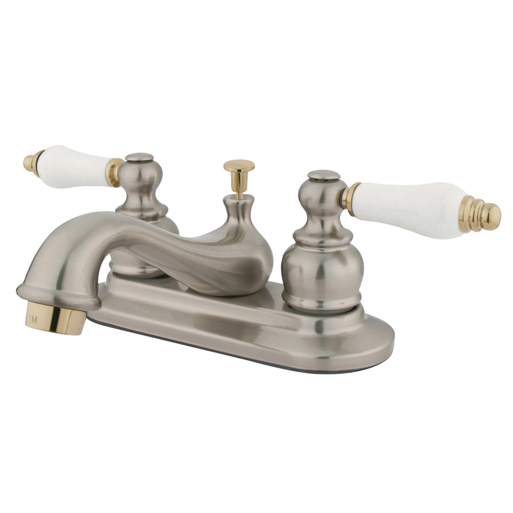 Kingston Brass KB609B 4 in. Centerset Bathroom Faucet, Brushed Nickel/Polished Brass