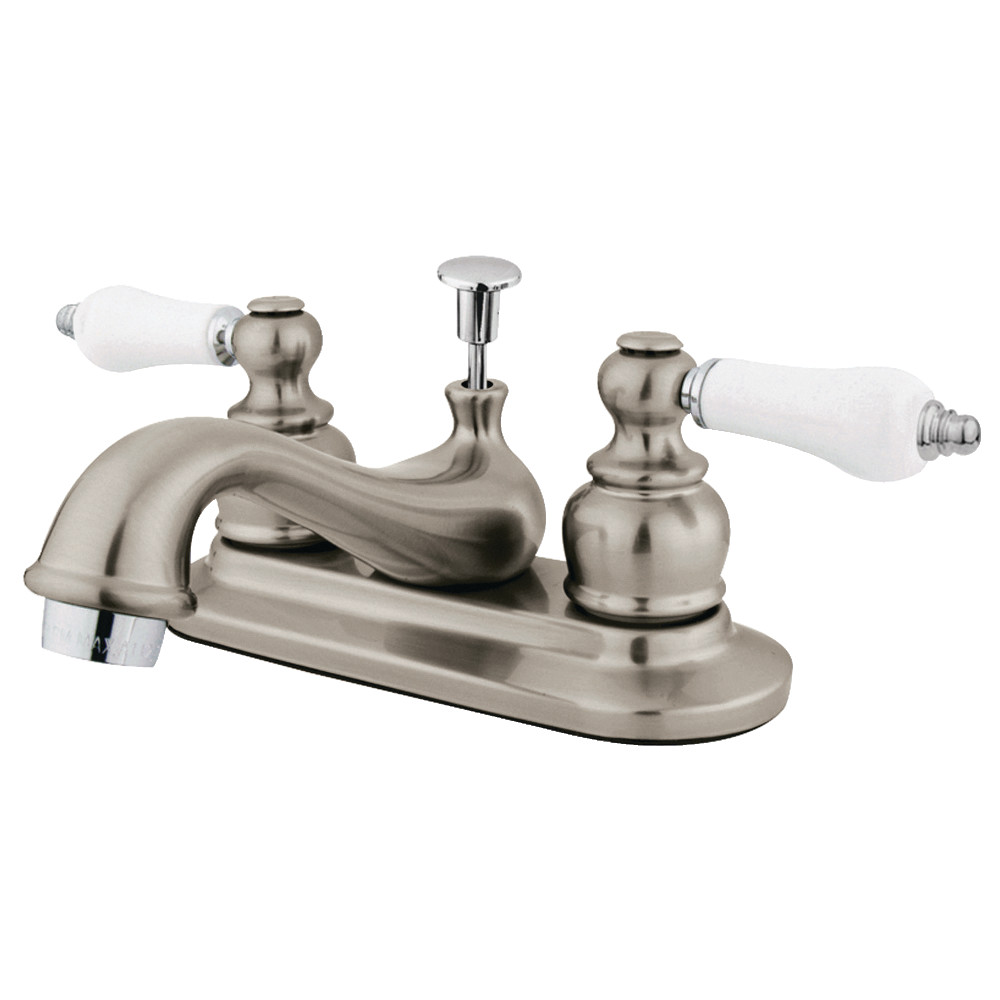 Kingston Brass KB607B 4 in. Centerset Bathroom Faucet, Brushed Nickel/Polished Chrome