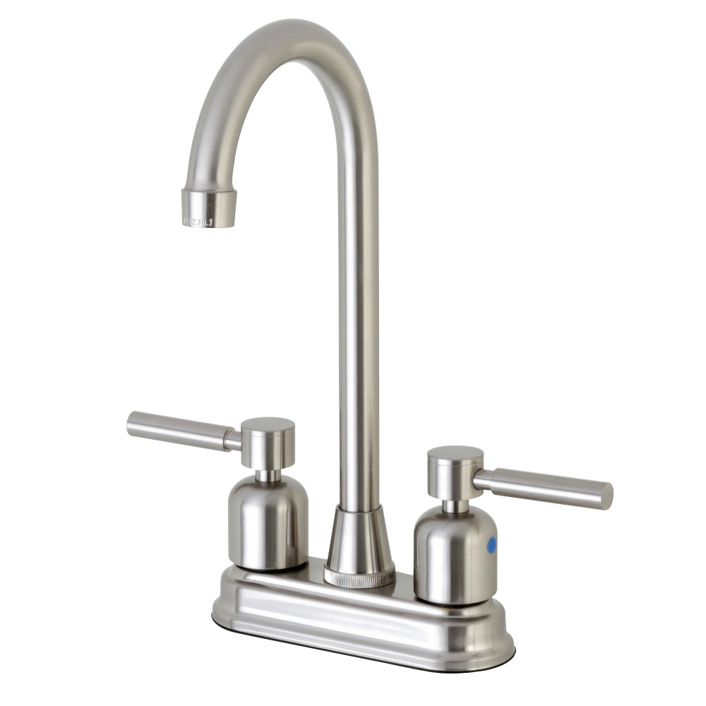 Kingston Brass Concord FB498DL 4" Centerset High-Arch Spout Bar Faucet, Brushed Nickel