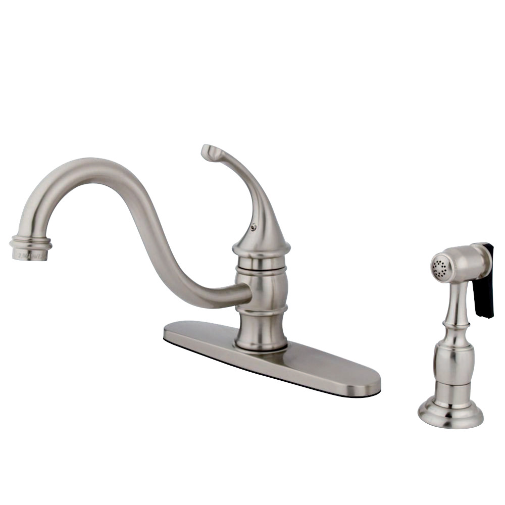 Kingston Brass KB3578GLBS Georgian 8" Centerset Kitchen Faucet with Brass Sprayer, Brushed Nickel