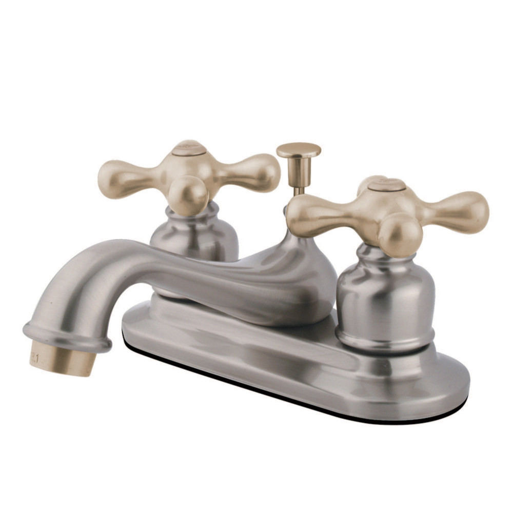 Kingston Brass KB609AX Restoration 4 in. Centerset Bathroom Faucet, Brushed Nickel/Polished Brass