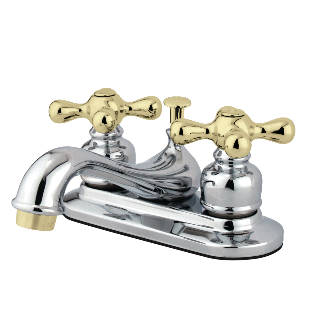 Kingston Brass KB604AX Restoration 4 in. Centerset Bathroom Faucet, Polished Chrome/Polished Brass