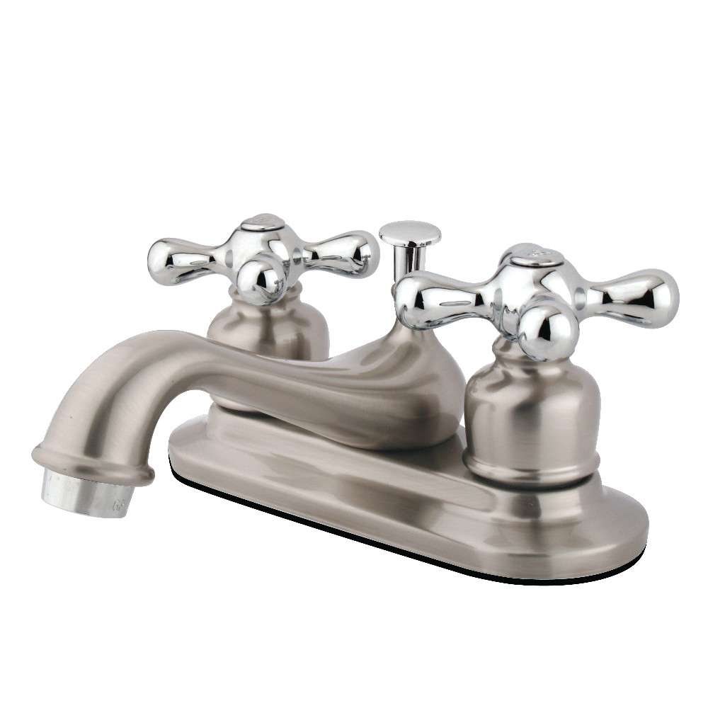 Kingston Brass KB607AX Restoration 4 in. Centerset Bathroom Faucet, Brushed Nickel/Polished Chrome