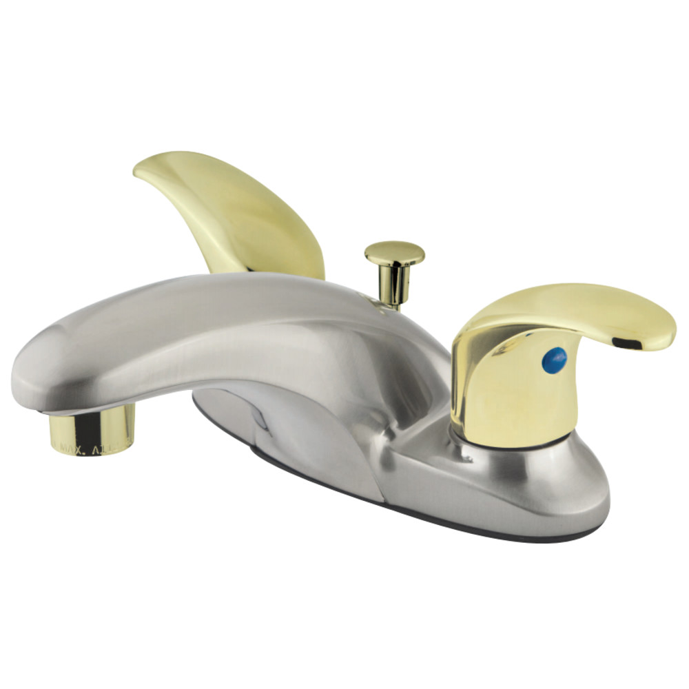 Kingston Brass KB6629LL 4 in. Centerset Bathroom Faucet, Brushed Nickel/Polished Brass