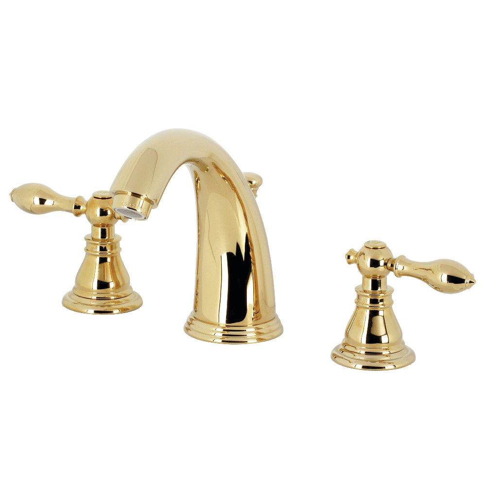 Kingston Brass KB982ACL American Classic Widespread Bathroom Faucet with Retail Pop-Up, Polished Brass