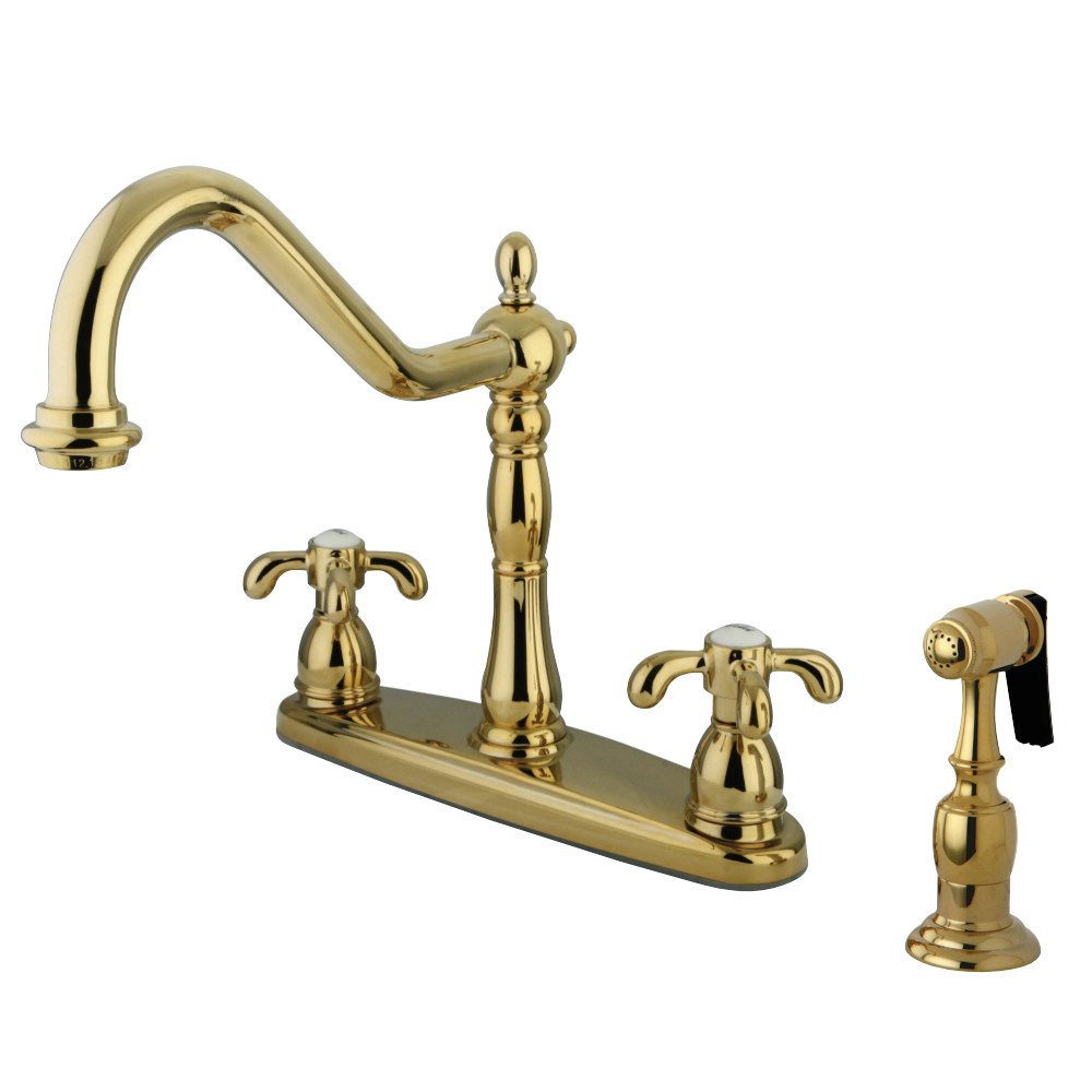 Kingston Brass KB1752TXBS French Country Centerset Kitchen Faucet, Polished Brass