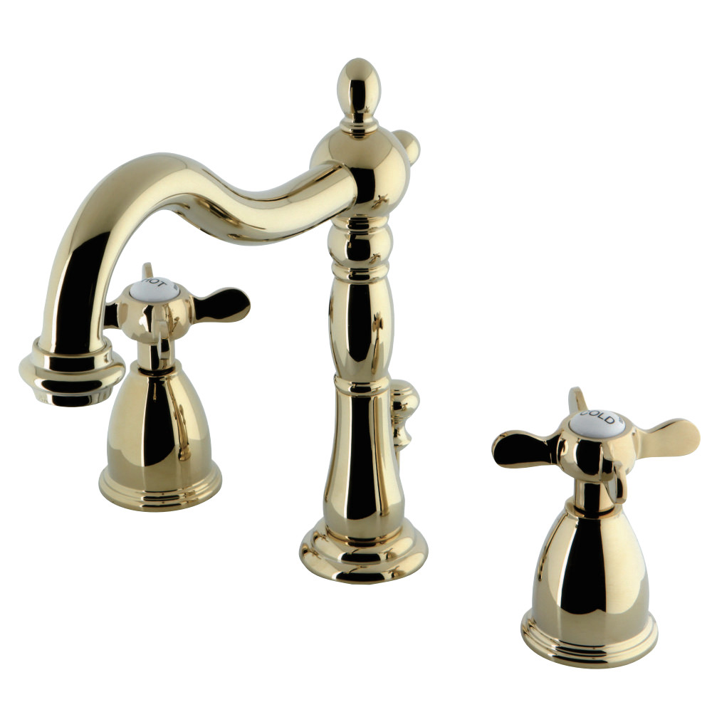 Kingston Brass KB1972BEX Essex Widespread Bathroom Faucet with Brass Pop-Up, Polished Brass