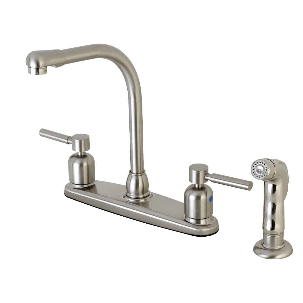 Kingston Brass FB758DLSP Concord 8-Inch Centerset Kitchen Faucet with Sprayer, Brushed Nickel
