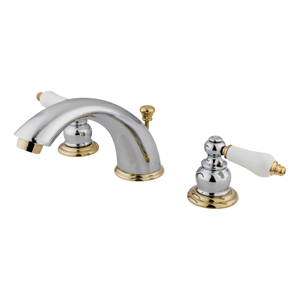 Kingston Brass KB974B Widespread Bathroom Faucet, Polished Chrome/Polished Brass