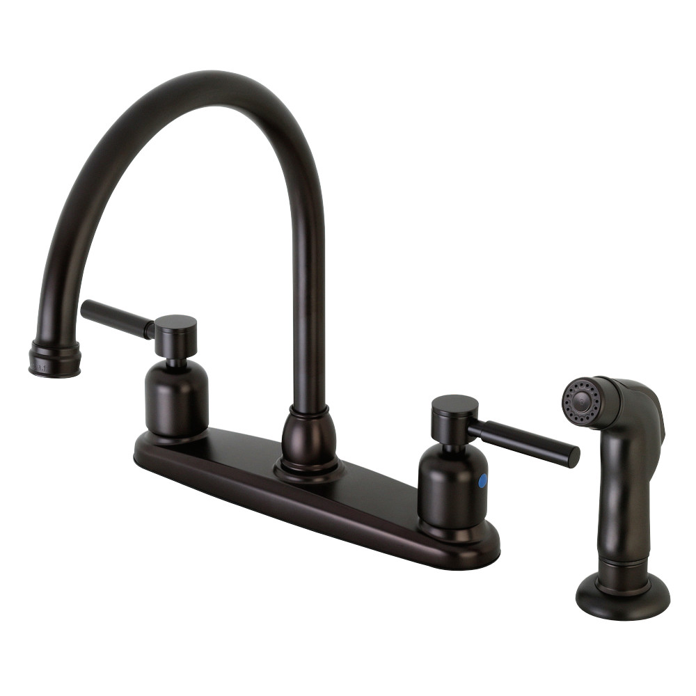 Kingston Brass FB795DLSP Concord 8-Inch Centerset Kitchen Faucet with Sprayer, Oil Rubbed Bronze