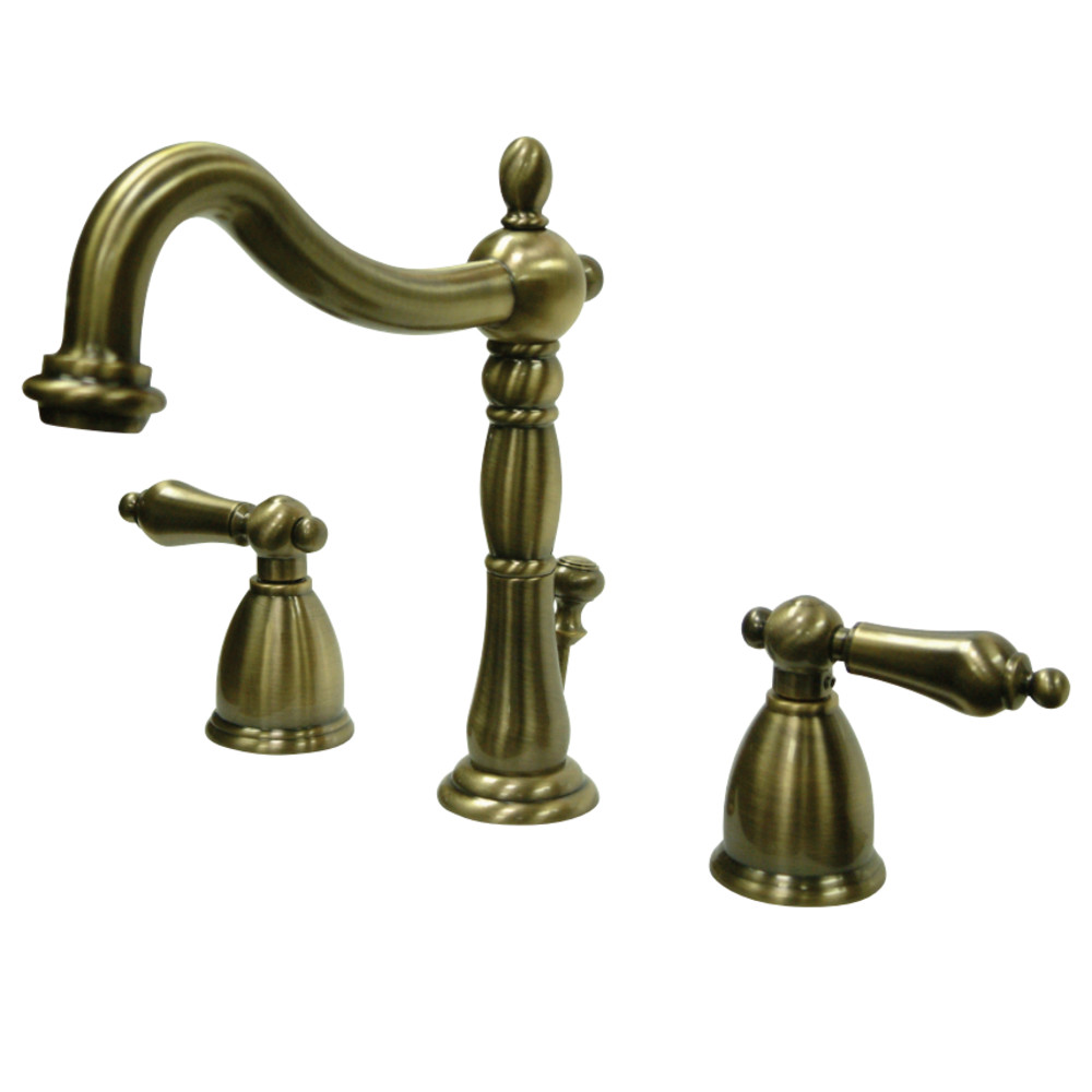 Kingston Brass KB1973AL Heritage Widespread Bathroom Faucet with Brass Pop-Up, Antique Brass