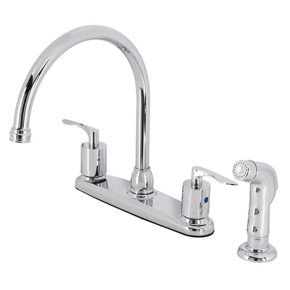 Kingston Brass FB791SVLSP Serena Centerset Kitchen Faucet with Plastic Sprayer, Polished Chrome