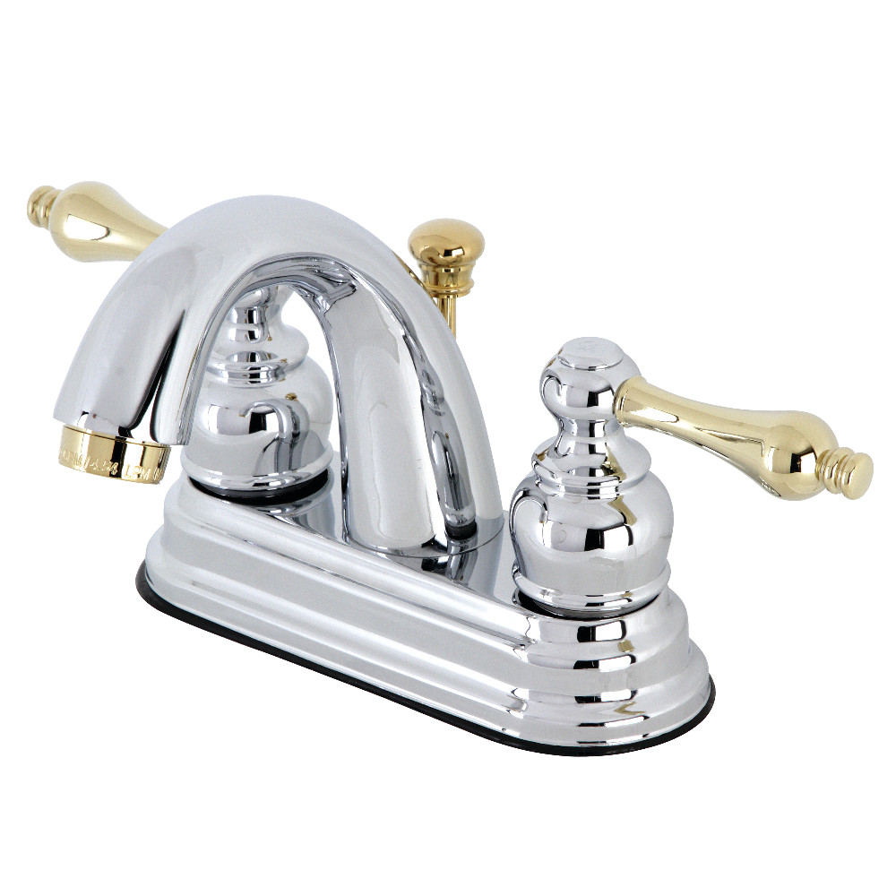Kingston Brass KB5614AL Restoration 4 in. Centerset Bathroom Faucet, Polished Chrome/Polished Brass