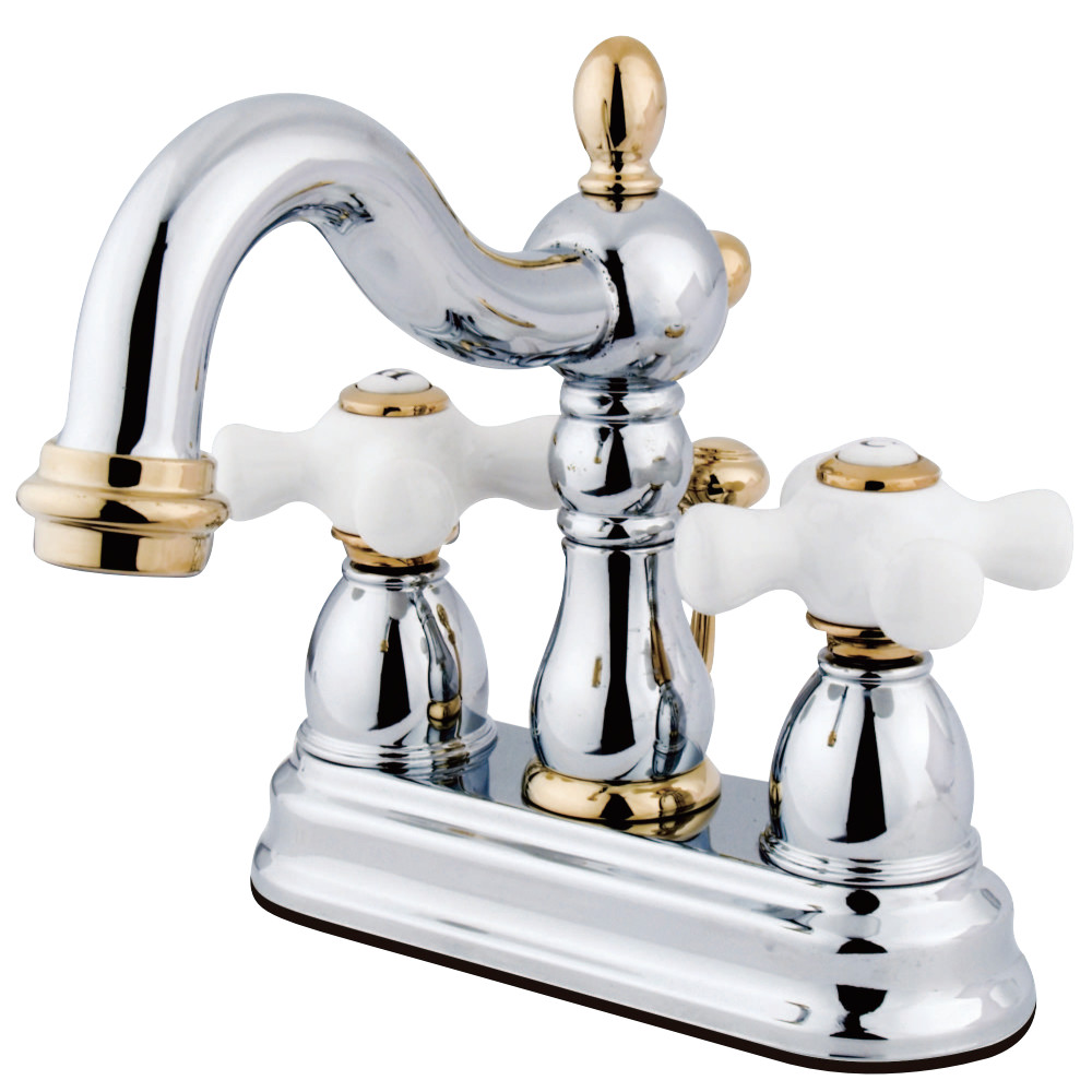 Kingston Brass KB1604PX Heritage 4 in. Centerset Bathroom Faucet, Polished Chrome/Polished Brass