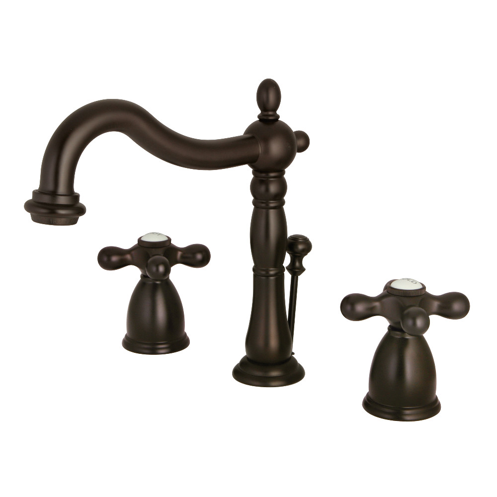 Kingston Brass KB1975AX Heritage Widespread Bathroom Faucet with Plastic Pop-Up, Oil Rubbed Bronze