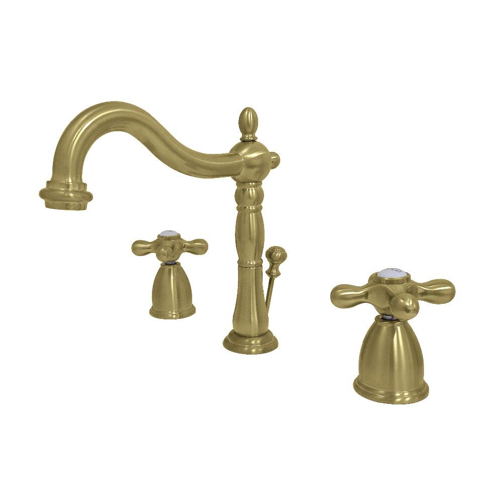 Kingston Brass KB1977AX Heritage Widespread Bathroom Faucet with Brass Pop-Up, Brushed Brass