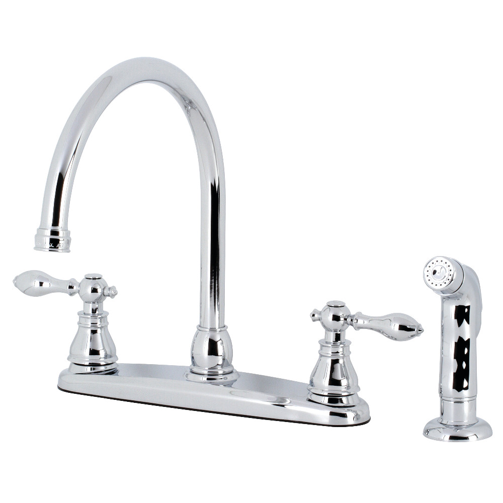 Kingston Brass KB721ACLSP American Classic Centerset Kitchen Faucet with Side Sprayer, Polished Chrome