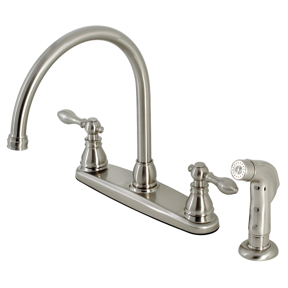 Kingston Brass KB728ACLSP American Classic Centerset Kitchen Faucet with Side Sprayer, Brushed Nickel