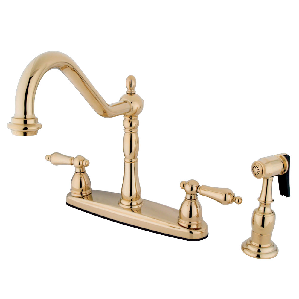 Kingston Brass KB1752ALBS Heritage Centerset Kitchen Faucet, Polished Brass