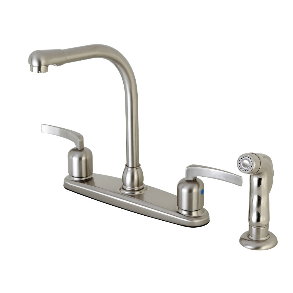 Kingston Brass FB758EFLSP Centurion 8-Inch Centerset Kitchen Faucet with Sprayer, Brushed Nickel